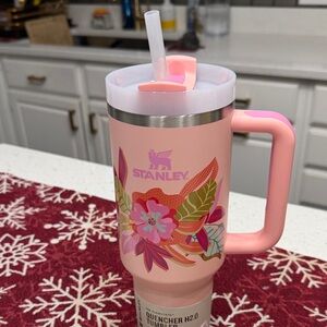 Stanley Pink Floral Tumbler with Straw